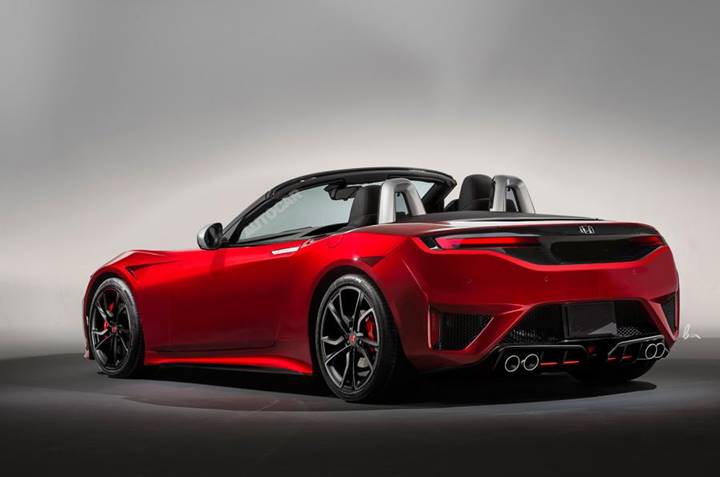 Desain rendering Honda S2000 Autocar, mengambil ciri desain S660 dan NSX 