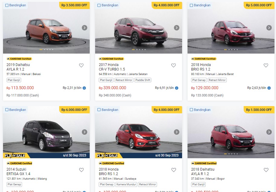 mobil bekas CARSOME Indonesia